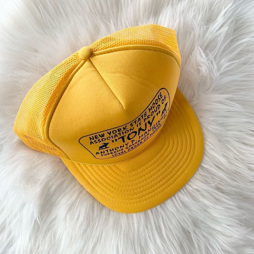 Vintage Yellow Rope Baseball Hat SnapBack Novelty Tony New York NY